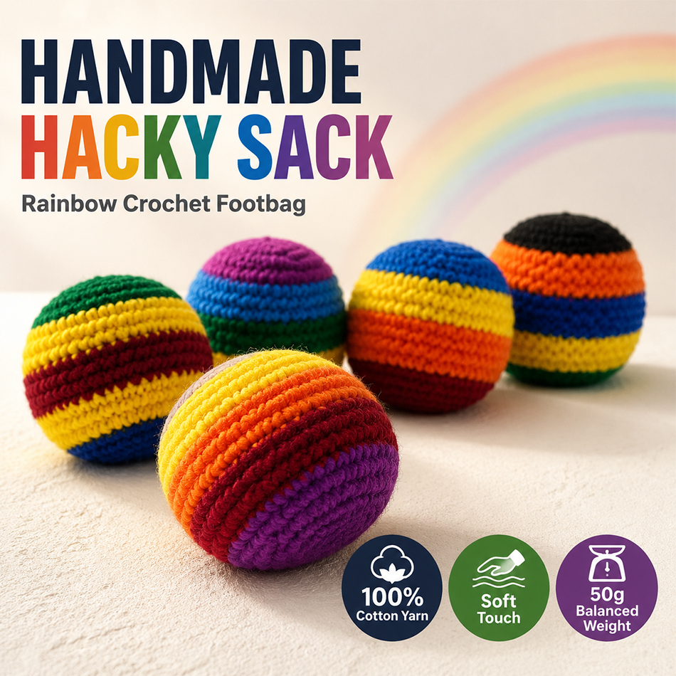 Outdoor Sport Games - Hacky Sack Rainbow Striped Handmade Knitted
