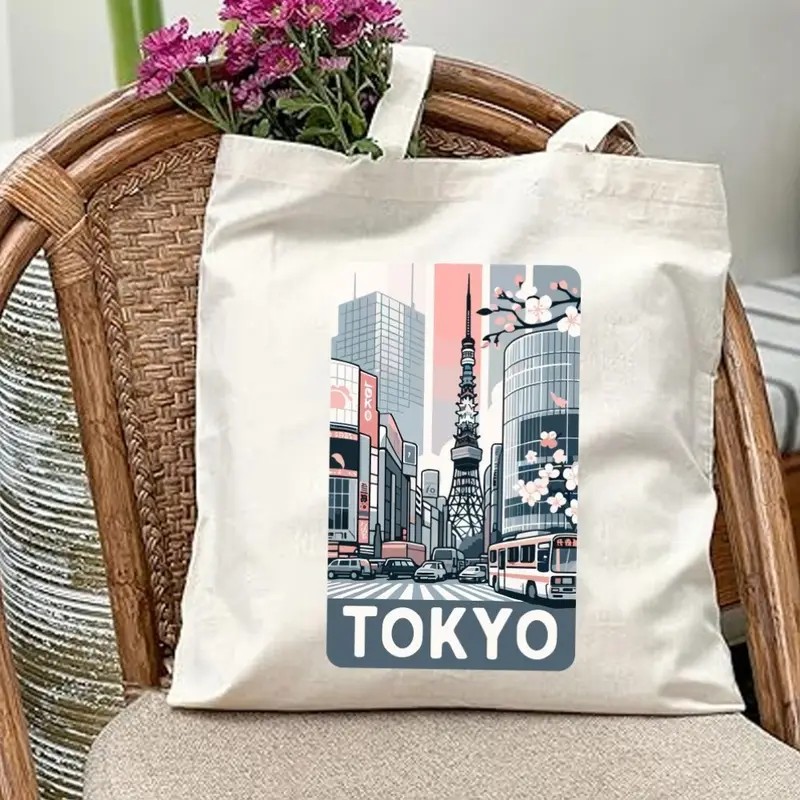 Outdoor Sport Bag - Aesthetic Tokyo Cityscape Canvas Tote Bag