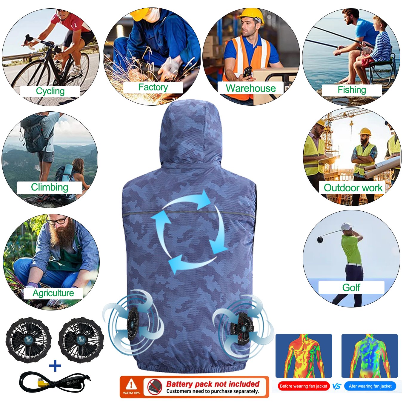 Summer Sport 12V/5V Fan Air Co - Outdoor Sport Jacket Men のレビューと価格