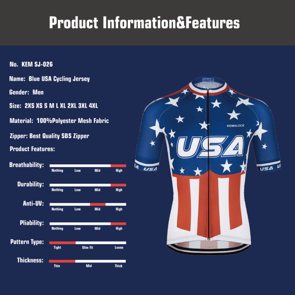 KEMALOCE Bike Jersey USA Navy  - Outdoor Sport Usa のレビューと価格