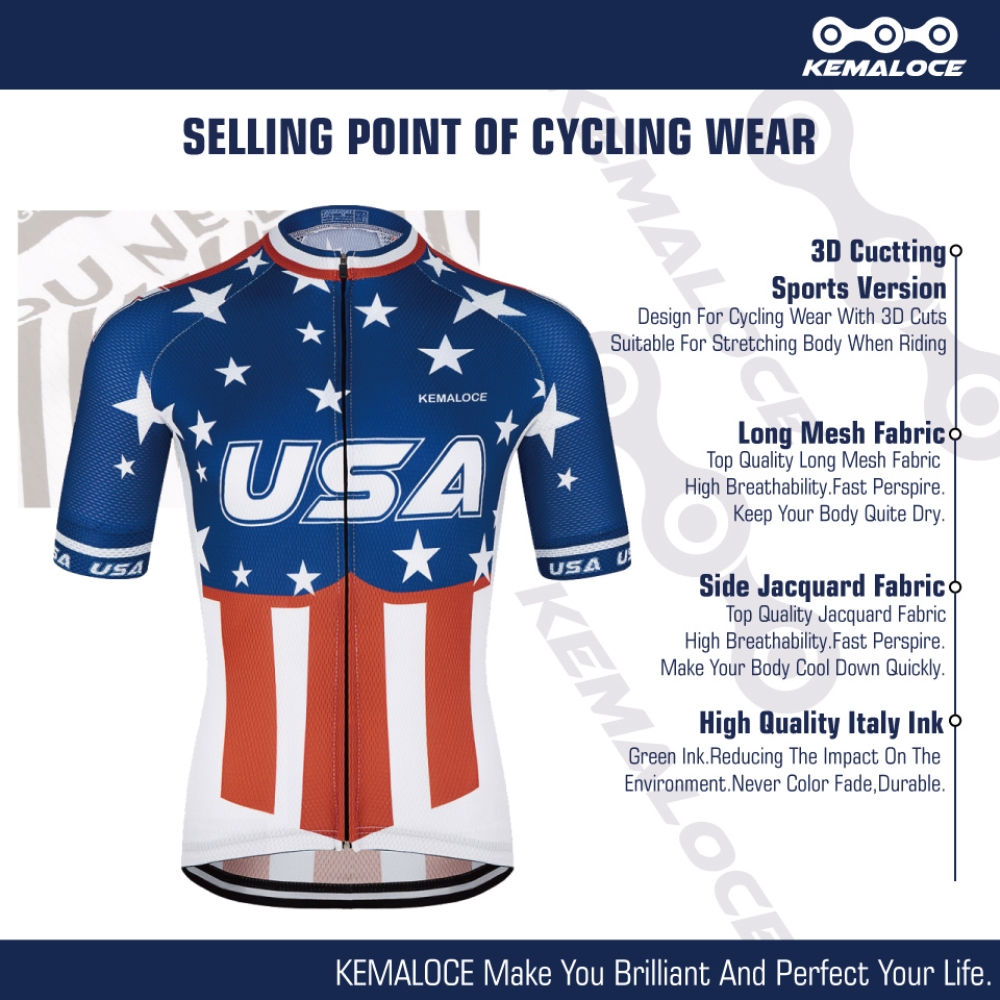 KEMALOCE Bike Jersey USA Navy  - Outdoor Sport Usa のレビューと価格