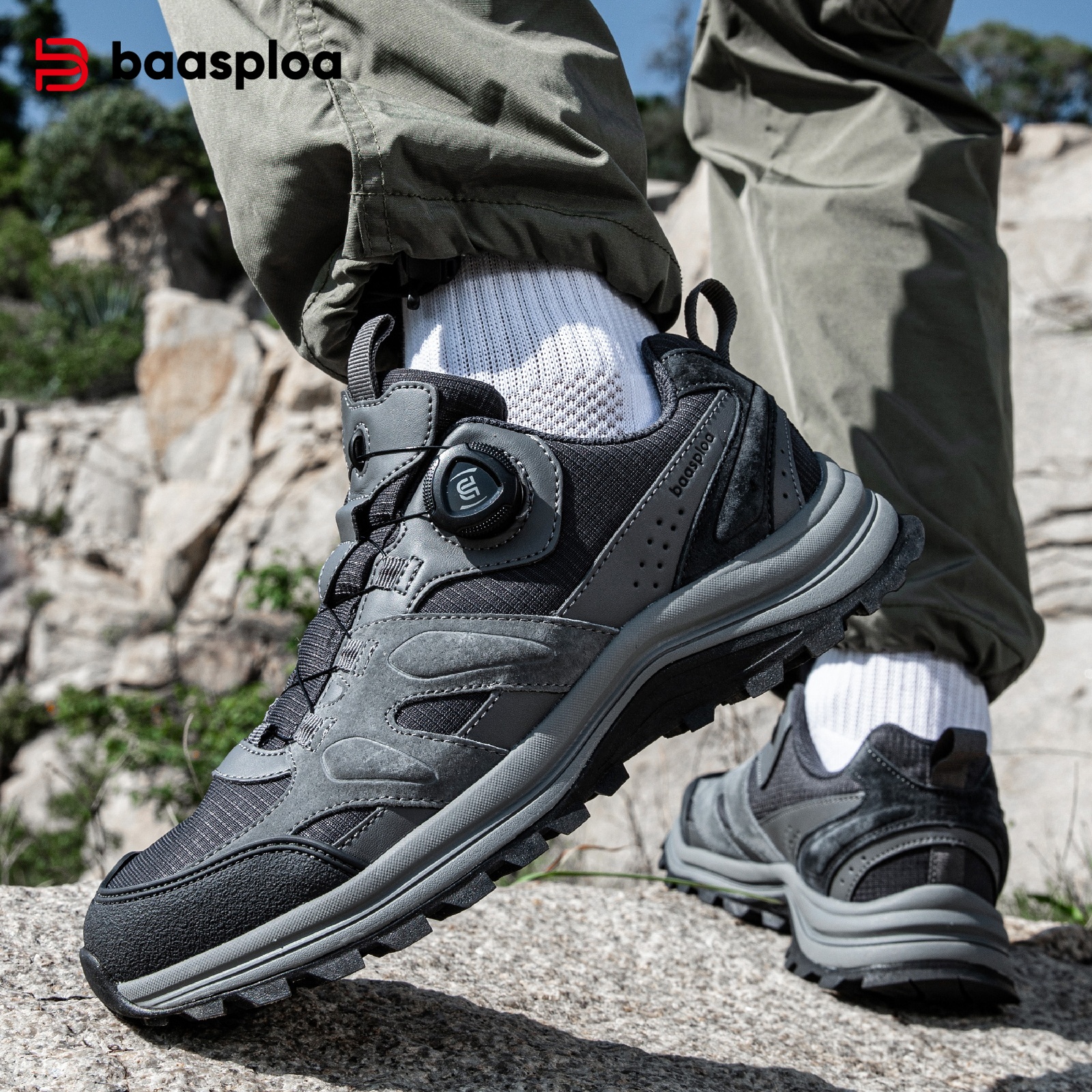 Baasploa Men Hiking Shoes Leat - Climbing Shoe Beginner のレビューと価格